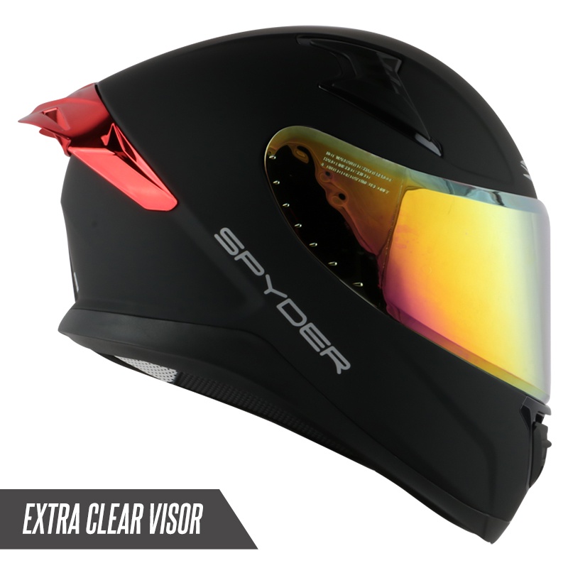 Spyder Full Face Helmet With Dual Visor Recon 2 Pd S0a Free Clear Visor Free Spoiler 