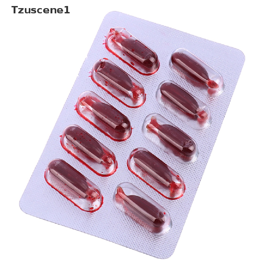 [Fast shipping]10Pcs Fake Blood Pill Vampire Toy Capsules Horror Funny ...