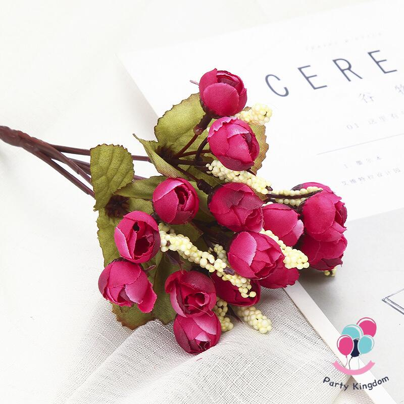 Artificial Fake Rose Bouquet Flower with Leaf Wedding Bouquet DIY