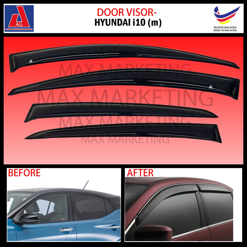 Hyundai i10 PA (1st Gen) 2007 AG Door Visor Air Press Wind Deflector (Big 12cm Width) Shopee