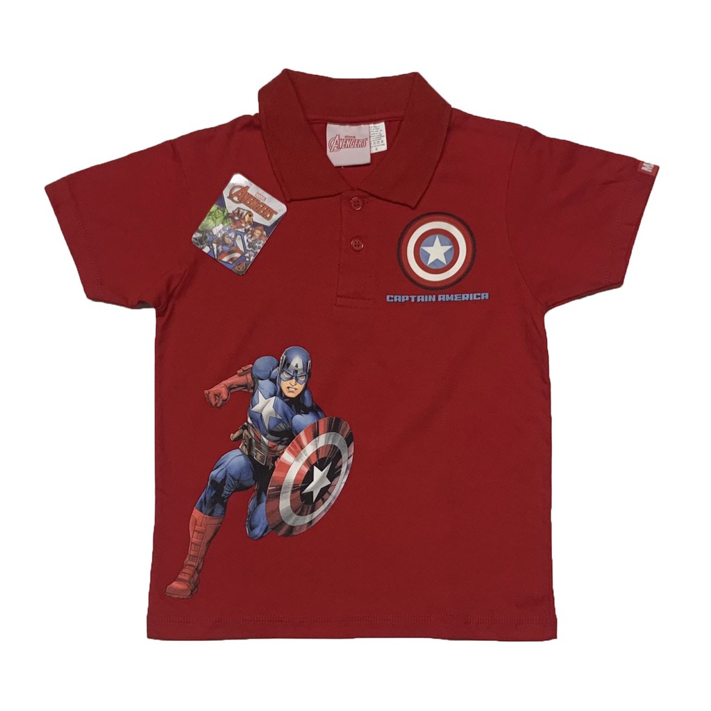 Disney Marvel Avengers Captain America Shield Pose Boys Kids Polo Shirt ...