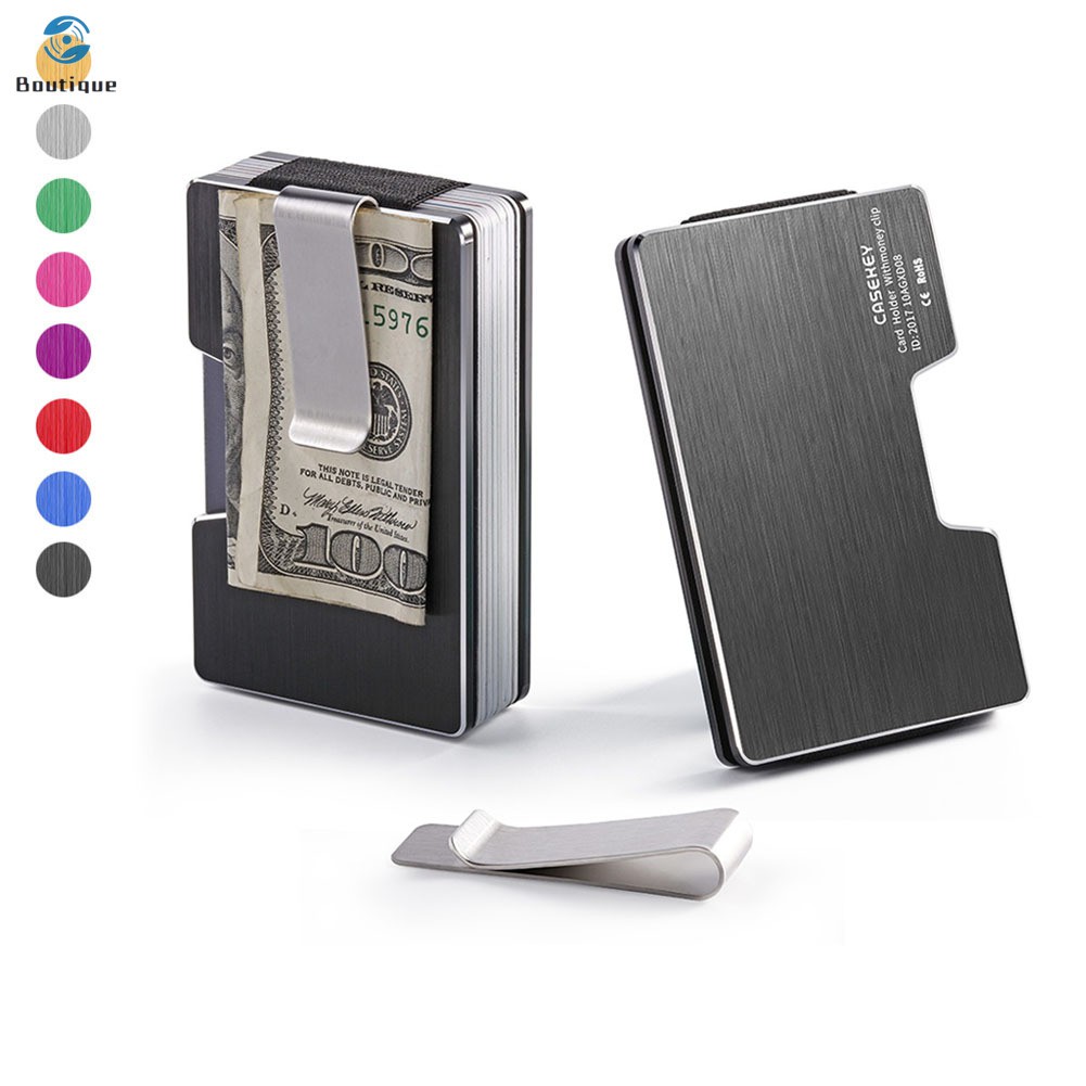 ✿♥▷ Men Aluminum Alloy Wallet Money Clip Wallet RFID Blocking Slim