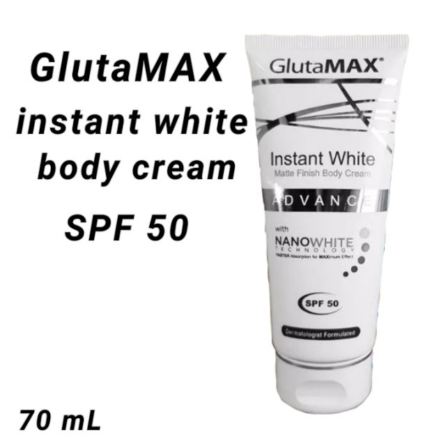 Glutamax instant white body cream lotion whiten skin spf50 75ml