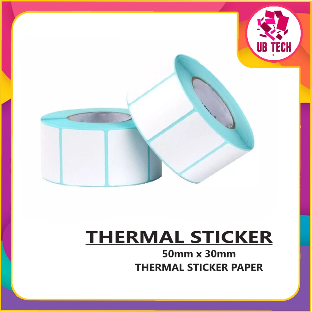 1 ROLL 50mm*30mm Thermal Sticker Paper for Thermal Printer | Shopee ...