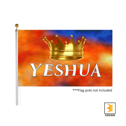 Worship Flags and Banners Crown YESHUA Christian Flags for Church Dancers Polyester Fabric