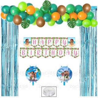 Moana of Motunui Maui theme Birthday Party Decors Banner Balloons Foil  Curtain Decorations