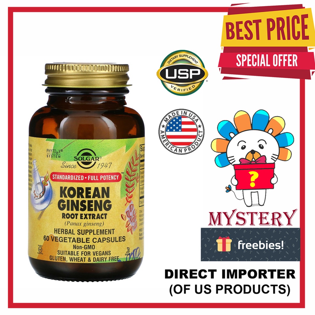 Solgar, Korean Ginseng Root Extract, 60 Vegetable Capsules wr8k