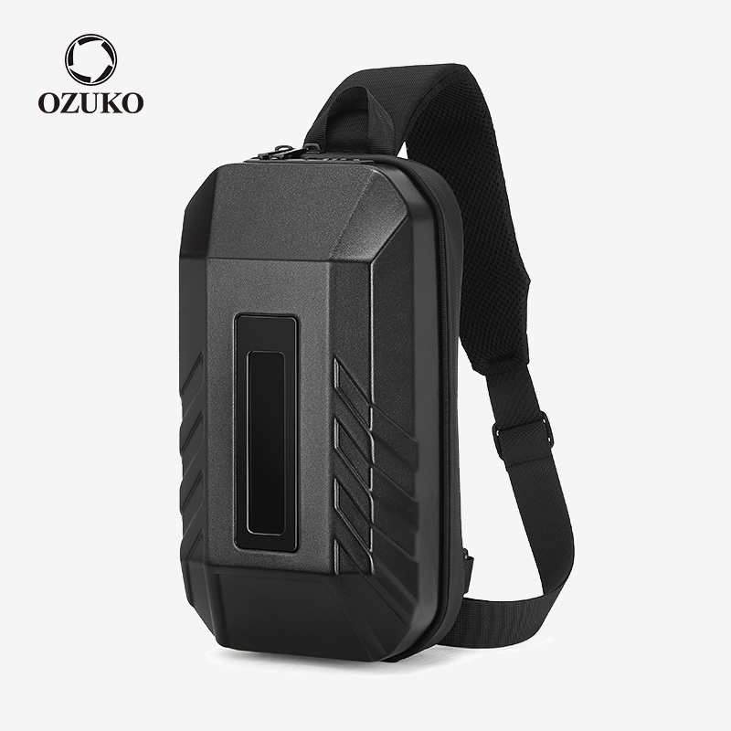 OZUKO Hard Shell Men LED Shoulder Bag Outdoor Sports Chest Bag | Shopee ...