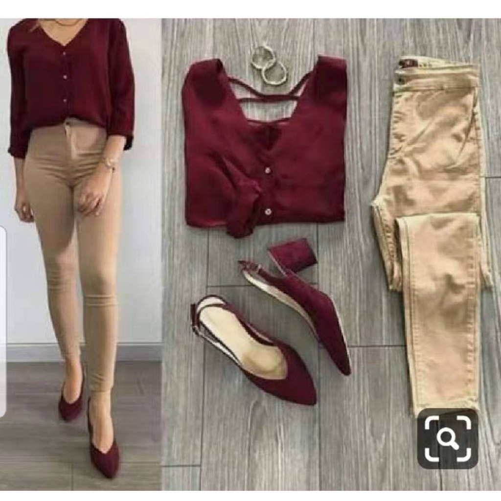 Maroon top outfit sale