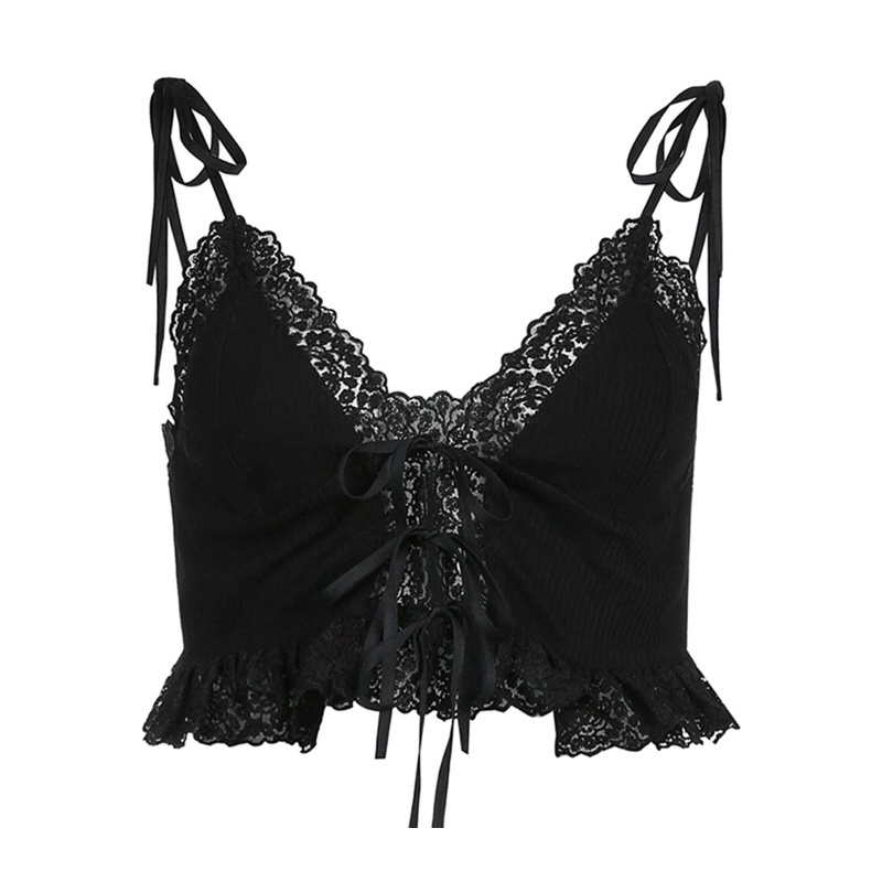 Black Lace Bow Tie Camisole (New) | Shopee Philippines