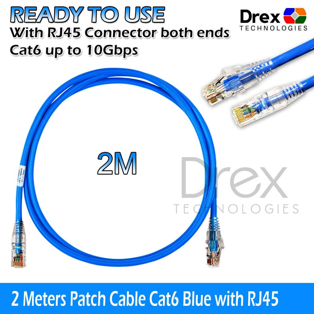 2M Gigabit Cat6 Cat6E UTP Lan Cable Patch Cord Cable with RJ45 CAT6E 2M ...