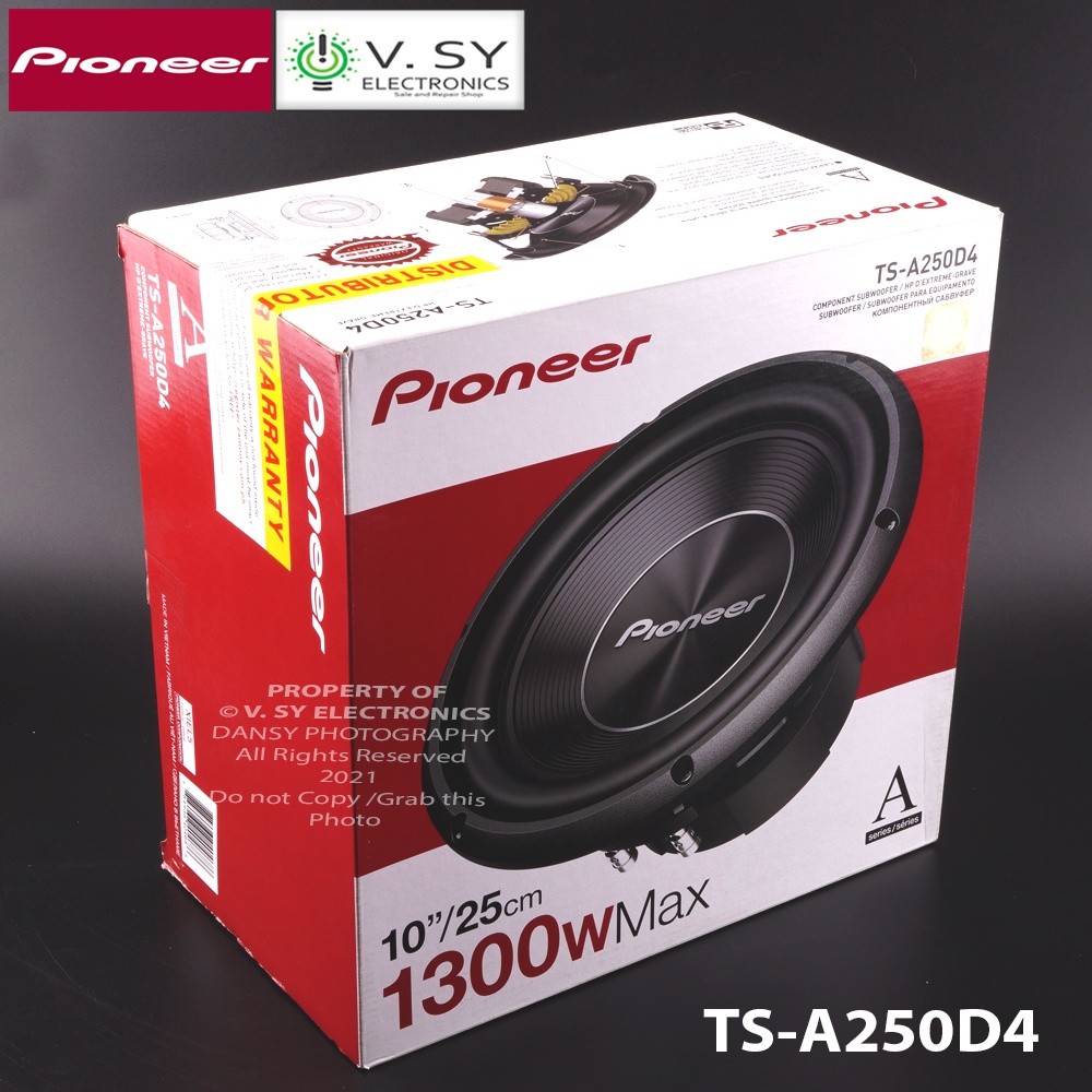 Original Pioneer TSA250D4 1300W Dual 4 Ohms 10 Inches Car Subwoofer