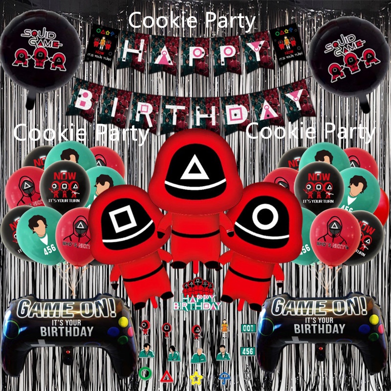 Squid Game Balloons Party Deocrations New TV Show Squid Game Cake