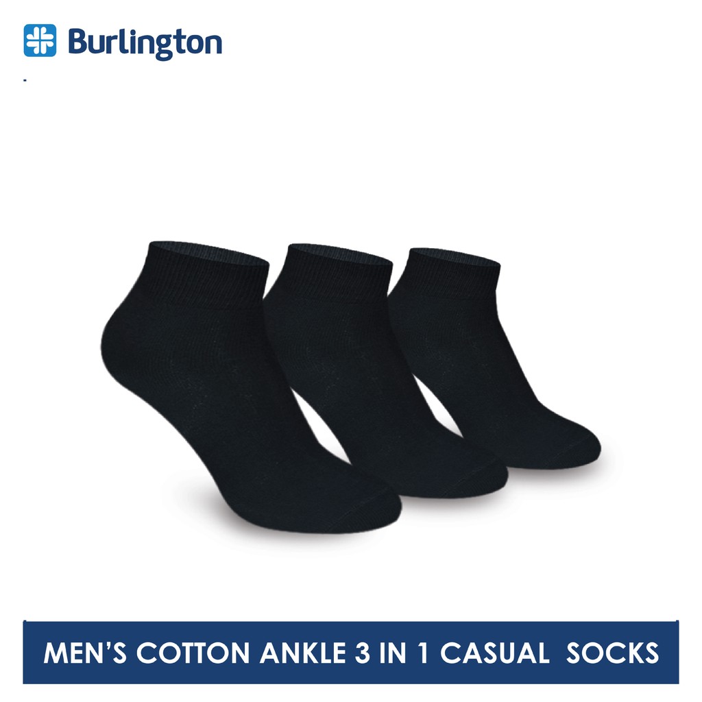 Burlington Men's Cotton Lite Casual Ankle Socks 3 pairs in a pack 142 ...