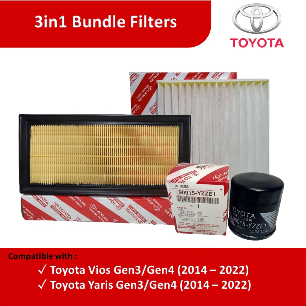 3in1 Bundle Filters For Toyota Vios Gen3/Gen4, Toyota Yaris Gen3/Gen4 ...