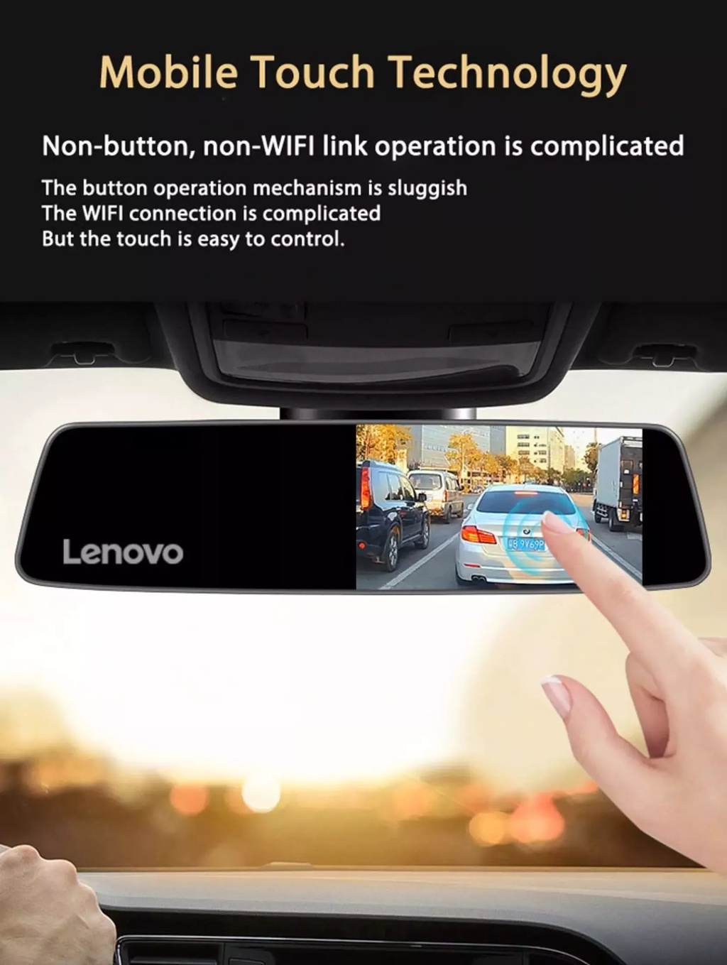 ODSCN LENOVO Dual Lens Car DVR Rearview Mirror Camera FHD 1080P 4.39
