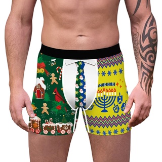 Christmas Men's Boxer Briefs Thong Panties Velvet Santa Bikini Underwear  Xmas