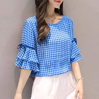 ZANZEA Korean Style Women Flare Short Sleeve Ruffles Shirt Plain