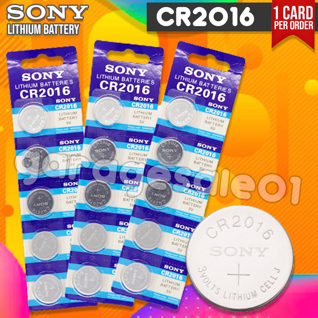 Sony Lithium 3V Batteries Size CR2016 (Pack of 5) 