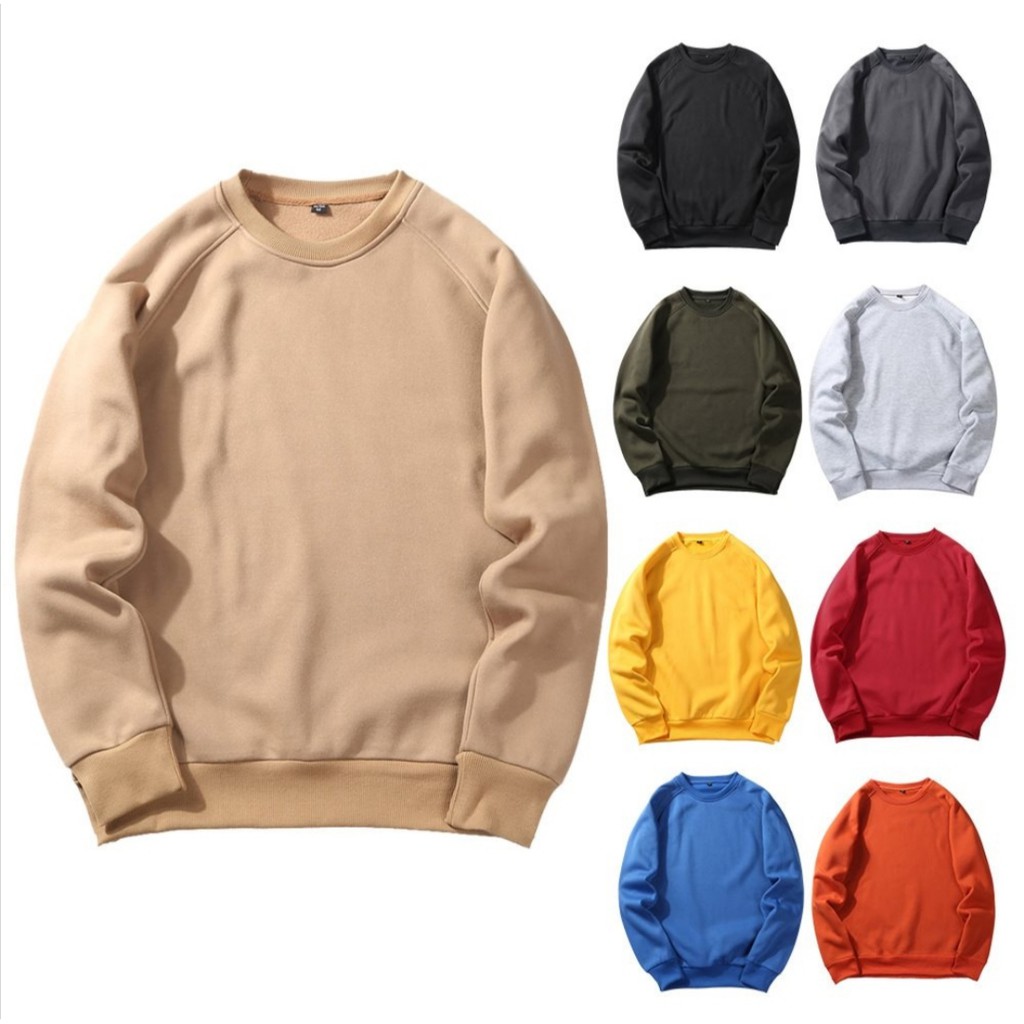 Kim Shop Unisex Plain Cotton Long Sleeve Sweater Jacket | Shopee ...