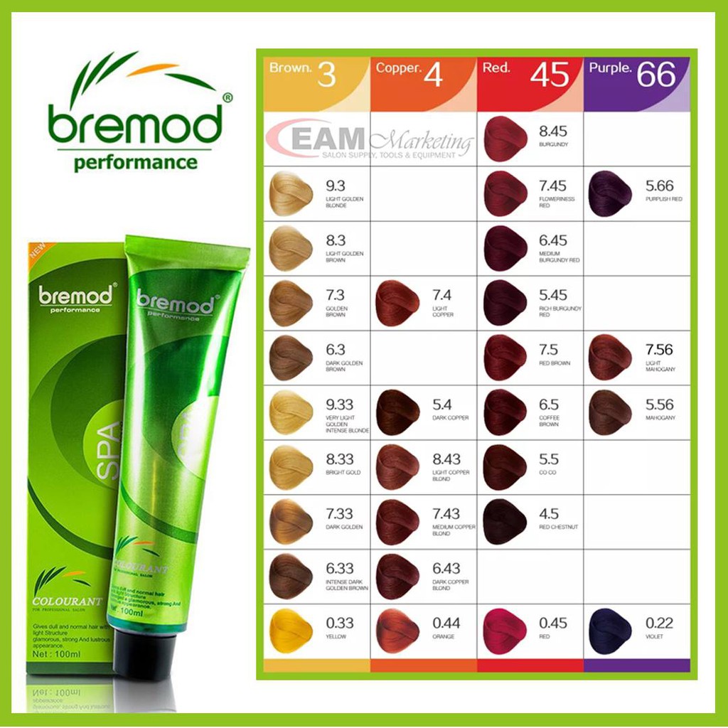 Bremod Performance Hair Color 100mL: Copper Colors (7.4, 5.4, 8.43, 7. ...