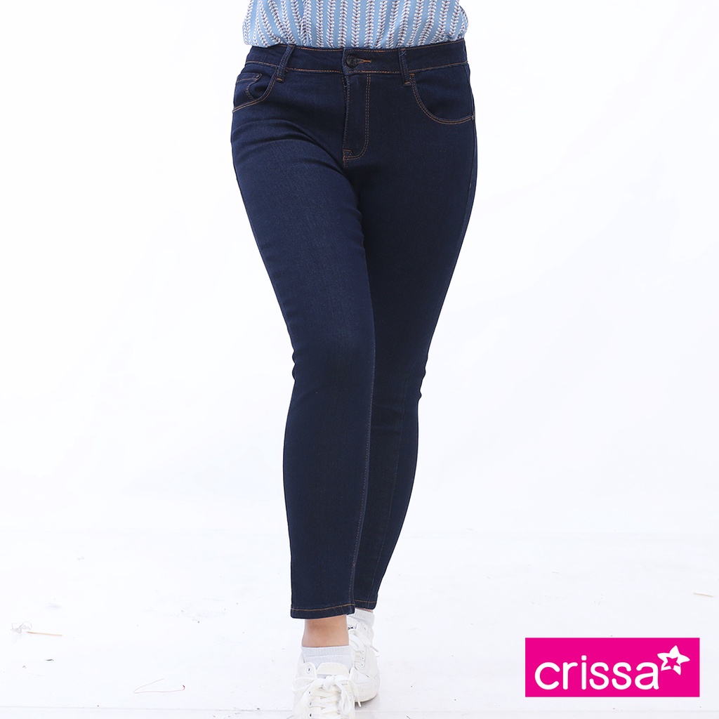 Crissa Skinny Plus Size Jeans CSBB21-0045 (Dark Wash Plain) | Shopee ...