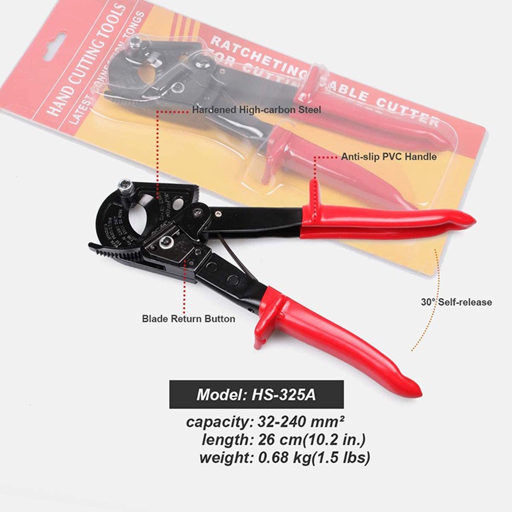 【Clear inventory】HS325A 240mm2 Hand Ratchet Cable Cutter Plier Ratchet