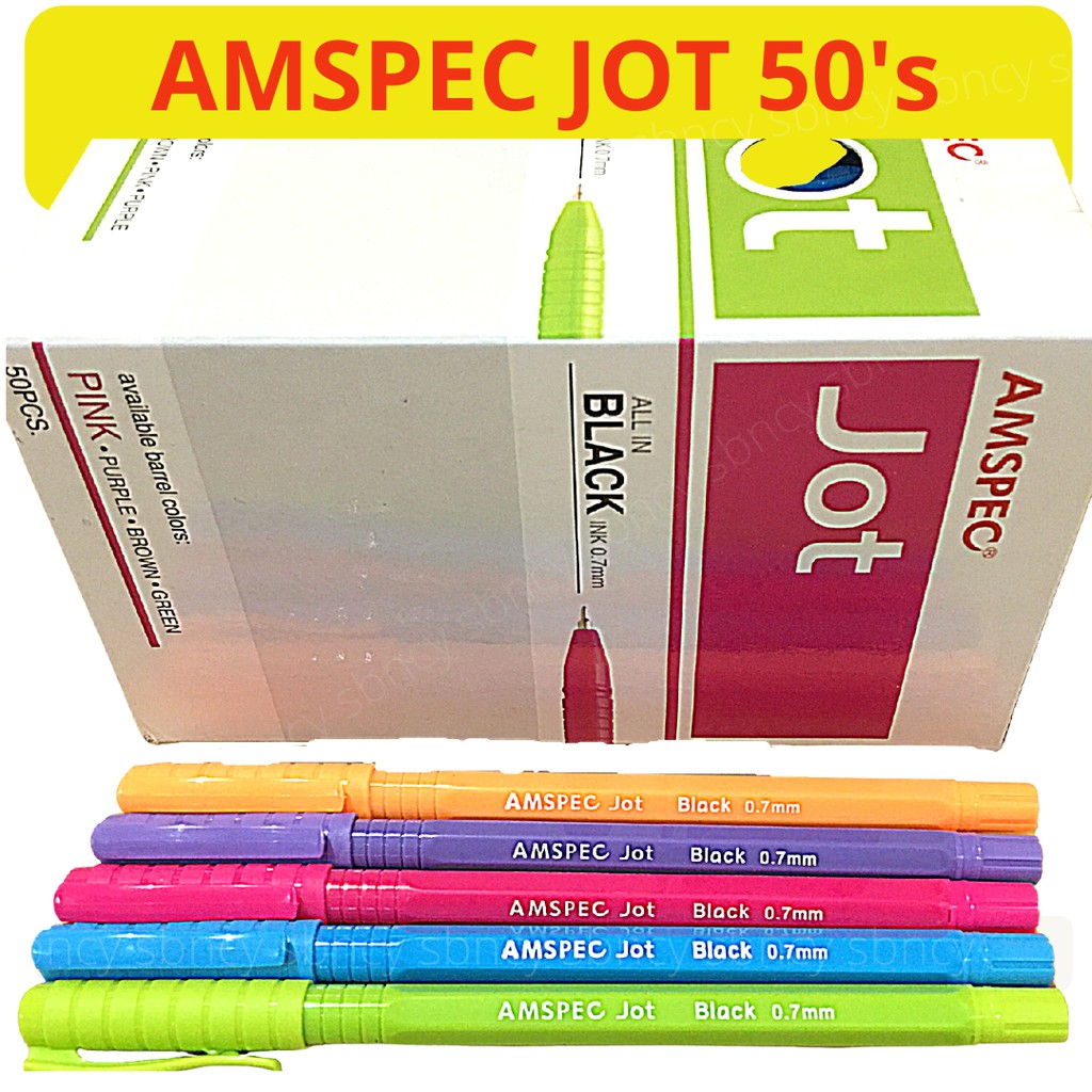 Amspec Jot Ballpen - Ink Black = Barrel Colored (50's per bx) | Shopee ...