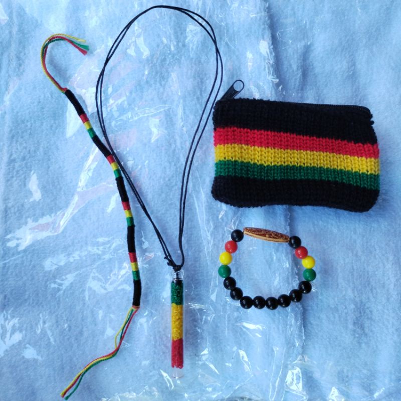 Rasta raggae hip-hop (anklet, bracelet,glass bottle necklace and coin ...