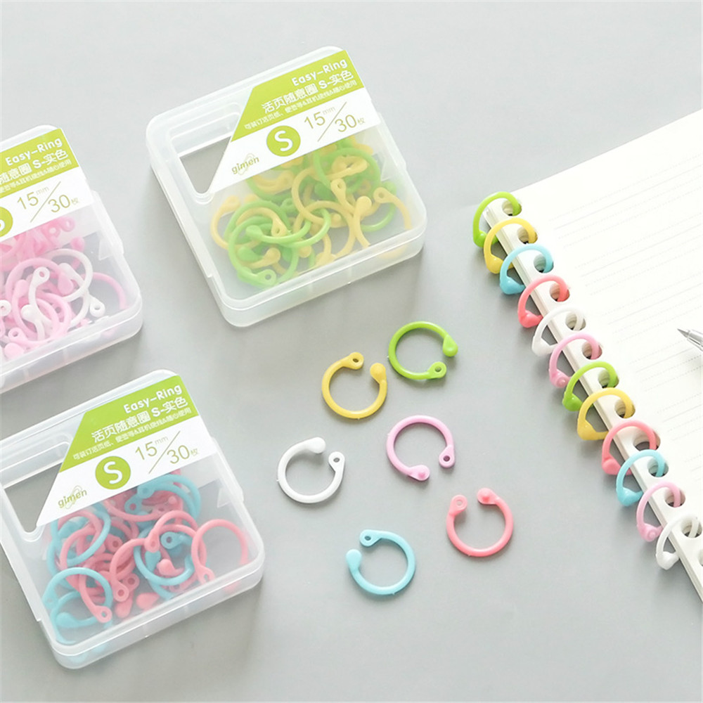 20PCS Plastic Loose-leaf Ring Loose-leaf Paper Storage Ring Punch-free ...