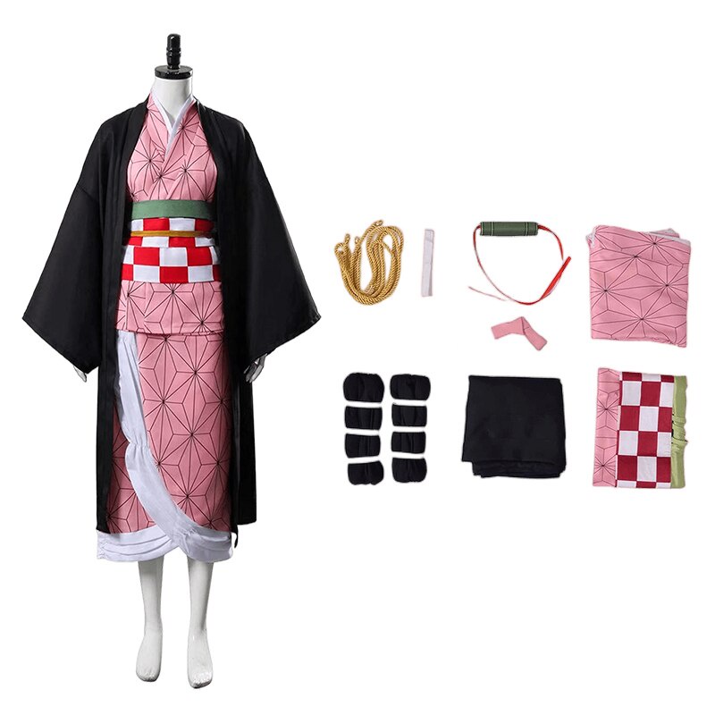 Kamado Nezuko Cosplay Costume for Kids Girls Demon Slayer Nezuko Kimono ...