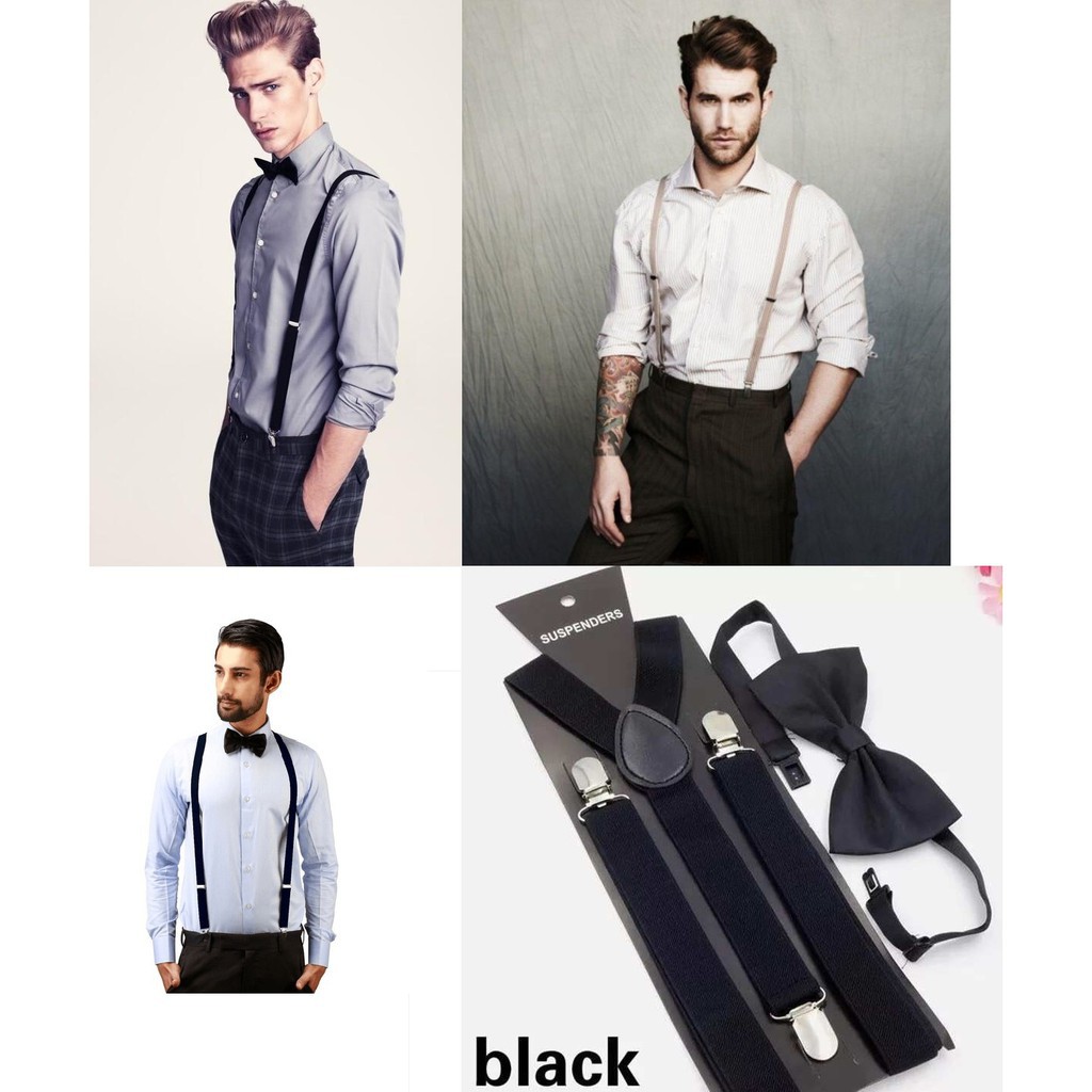 Powder Blue Suspender Set | Mens Bow Tie, Dress Suspenders, Pocket Squares  in Powder Blue 
