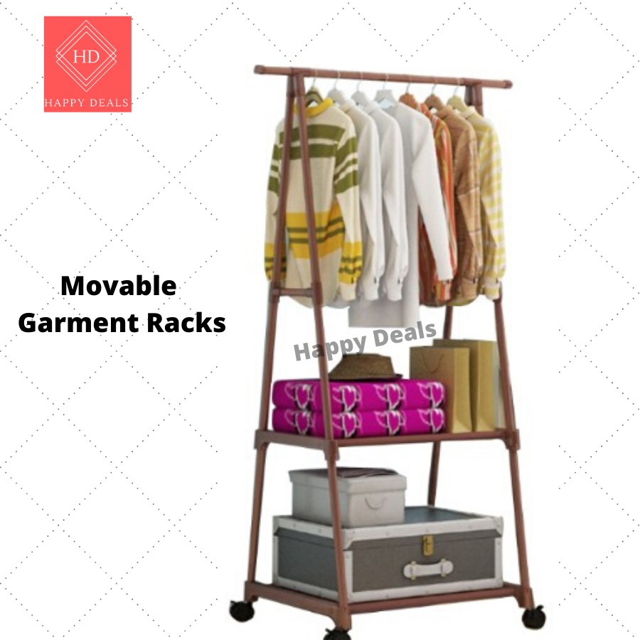 Moveable Garment Rack/ Movable Cloth Hanging Organizer Steel Rack ...