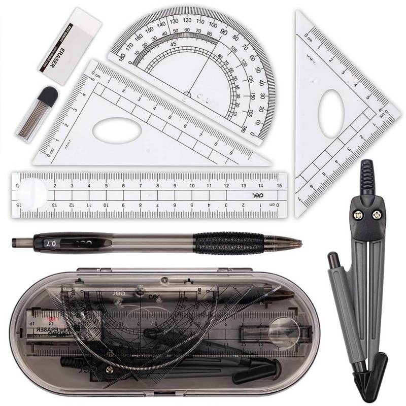 8PCS/Set Drawing Compass Ruler Kit Students School Stationery ...
