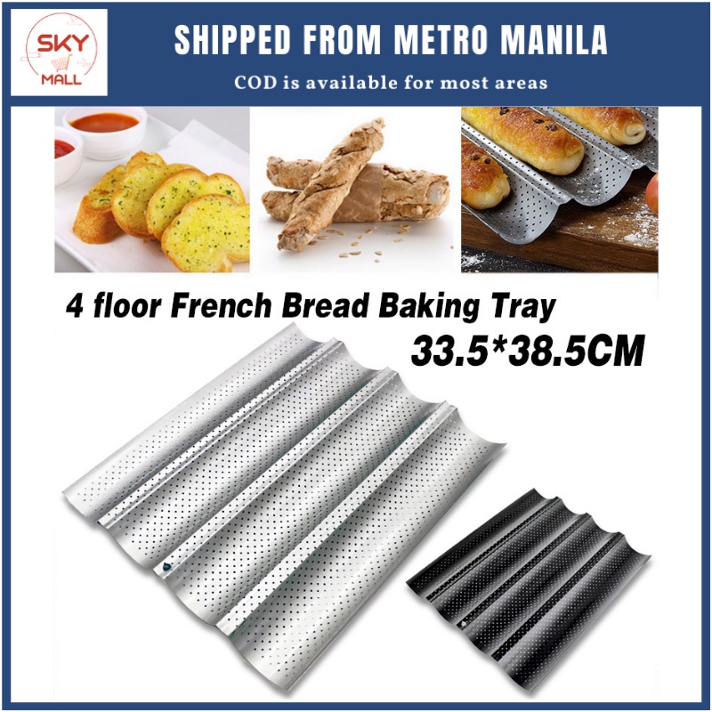 4 Groove French Bread Baking Tray Carbon Steel Baguette Tray Wave