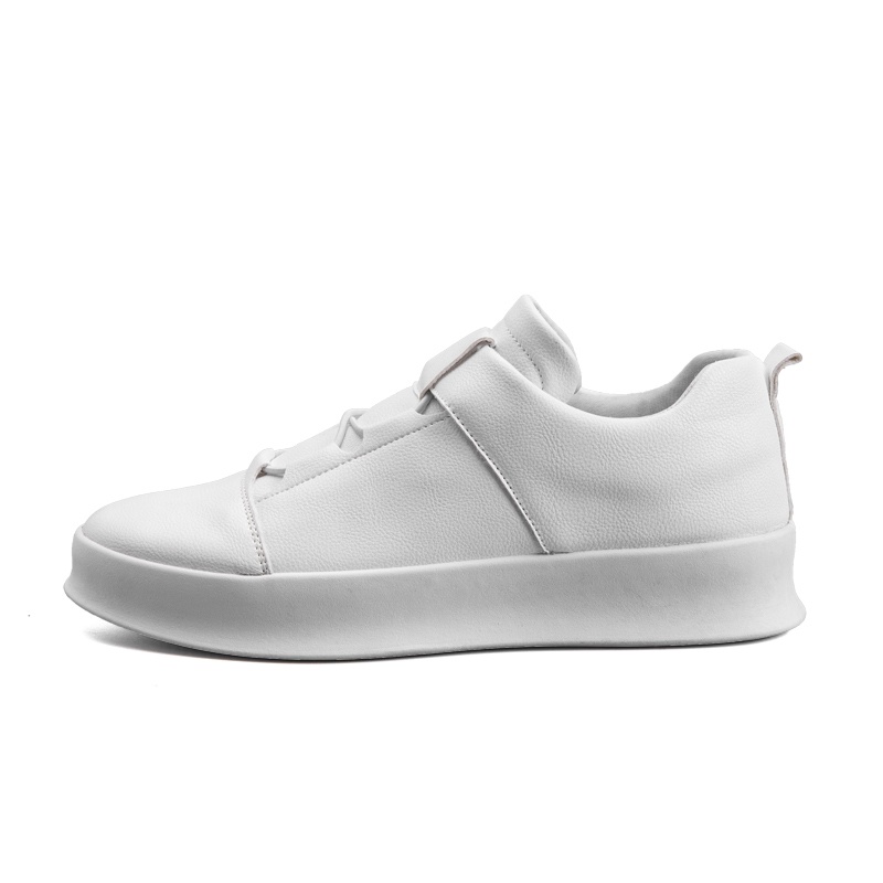 Plain panel shoes men's leather white shoes all white casual shoes non ...