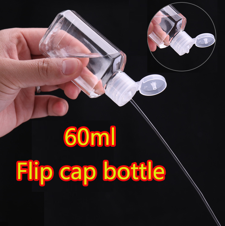 60ml Clear Plastic Bottle with Flip Cap Hand Sanitizer Plastik Botol ...