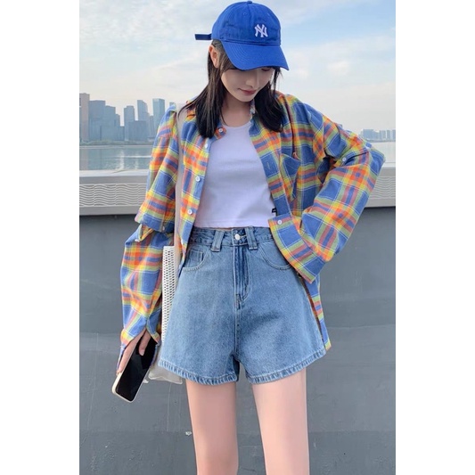 Plus Size Kpop fashion High waisted denim maong shorts jeans loose