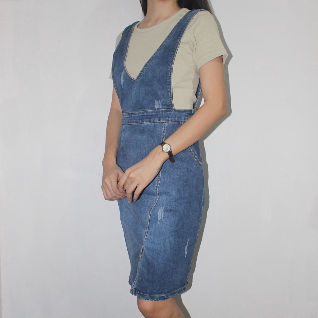 Denim jumper store dress knee length