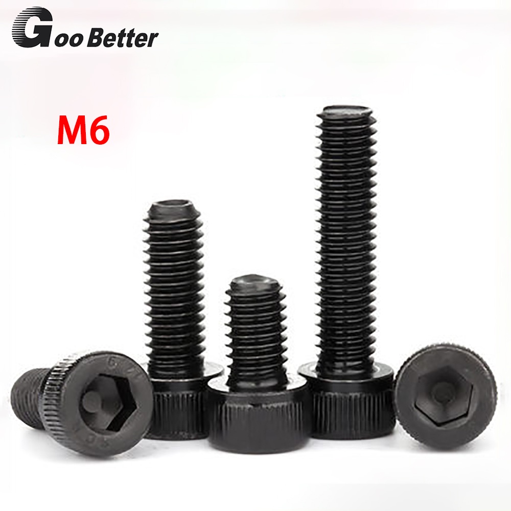 M6 Cap Head Allen Bolts Black High Tensile 12.9 Extra Long Partial/Full ...