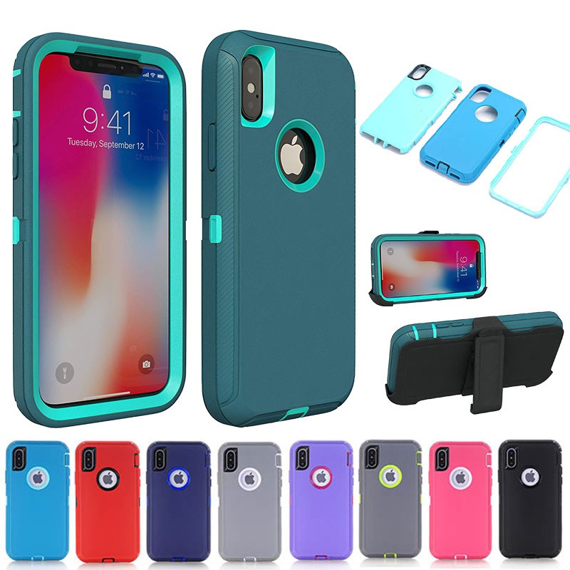 Armor Phone Case For iPhone 11 12 13 14 X XS Max XR 7 8 Plus 3 in 1 Hybrid PC TPU Shockproof