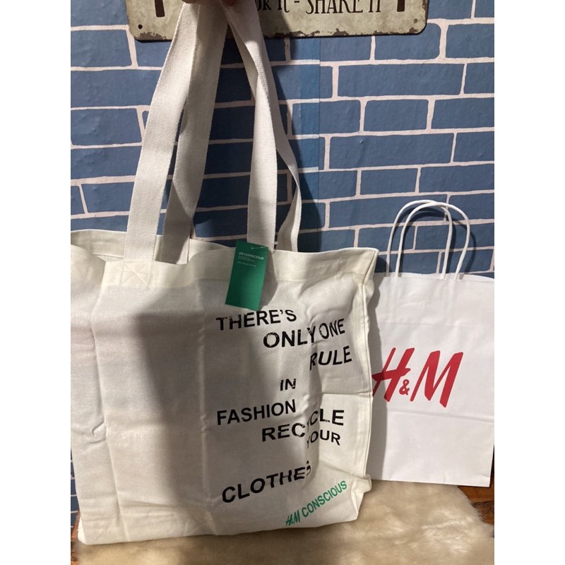 H M NEW Cotton Conscious Shopper Tote Bag