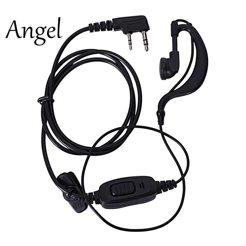 2 Way Radio Earpiece 2 Pin Headset Inline Ptt Mic Earphone Black CV ...