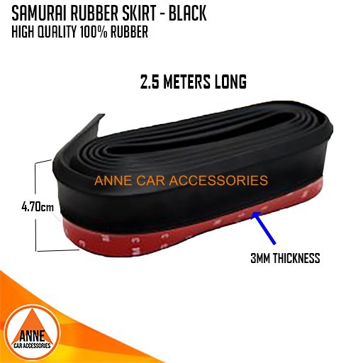 Samurai PURE BLACK Car Front Bumper Lip Protector Rubber Splitter ...