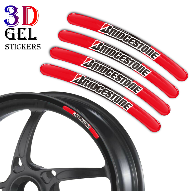 8PCS / Lot 3D Gel motorcycle wheel rim strip decals car sticker for 16 ...