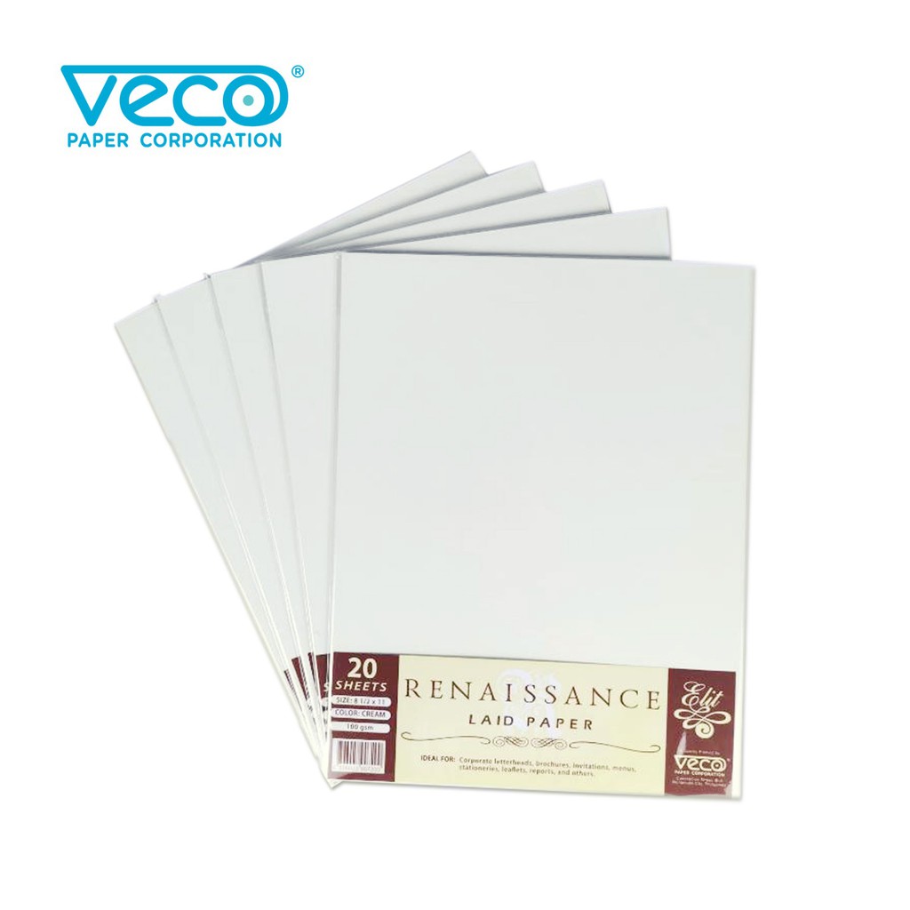 Veco Rennaisance Laid Paper 8.5x11in(20sheets/set x 5sets=100sheets ...