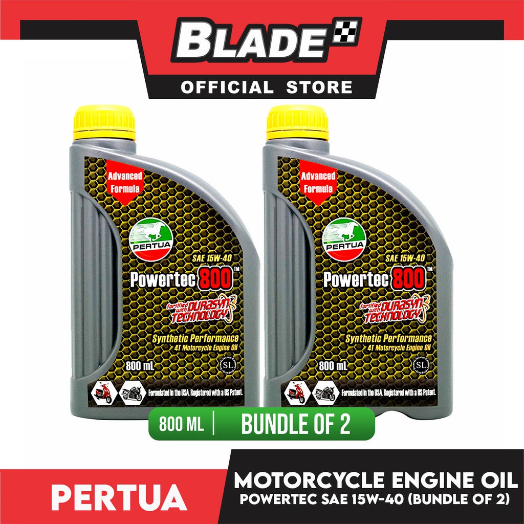 2pcs Pertua Powertec 4T Motorcycle Engine Oil SAE 15W-40 800mL ...