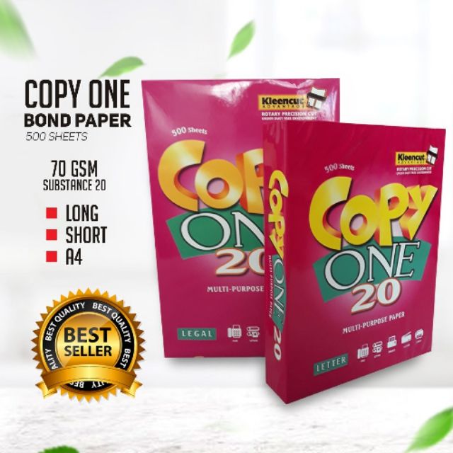Copy one bond paper sub 20 70gsm 500sheet per ream | Shopee Philippines