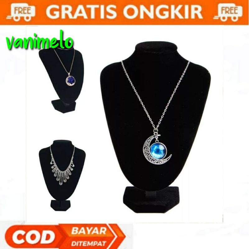 Premium Velvet Gold Necklace Display Case Shopee Philippines