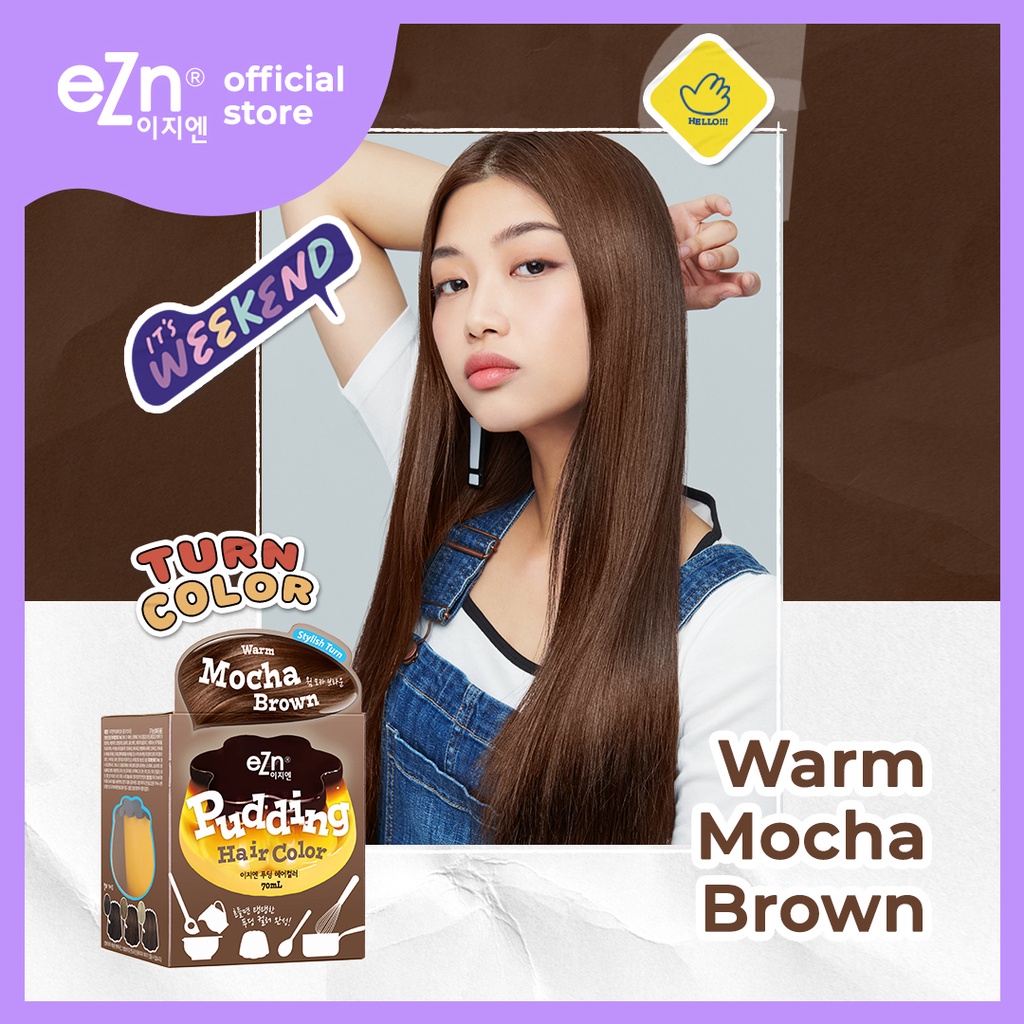 eZn Pudding Hair Color Warm Mocha Brown (70 ml) Self Hair Dye DIY Kit Made in Korea Shopee